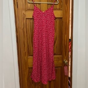 GAP Red and White Floral Midi Dress
